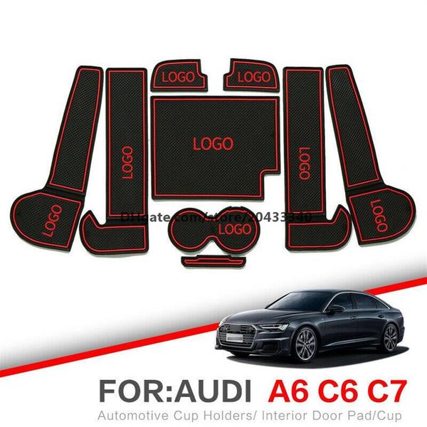 Audi A6 2012-2015270v için araba kapısı yuva ped su coaster iç kaymaz paspaslar