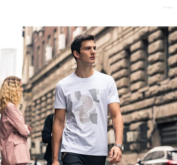 Camisetas masculinas Y1106 primavera/verão de algodão liso macio estampado camiseta manga curta gola redonda