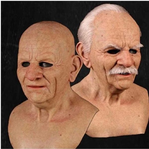 Andere Event Party Supplies Das Gesicht des alten Mannes Perücken Maske Halloween Mode Cosplay Anime für Mann mit Augenschutz276D