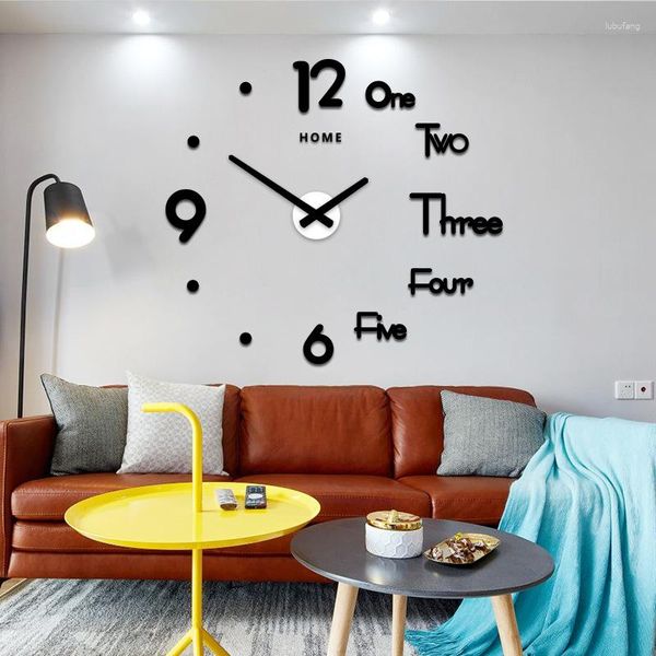 Relógios de parede sem perfurador Nordic Simple Clock Acrílico Sala de estar criativa DIY Decoração moderna Relógio de parede Quartzo