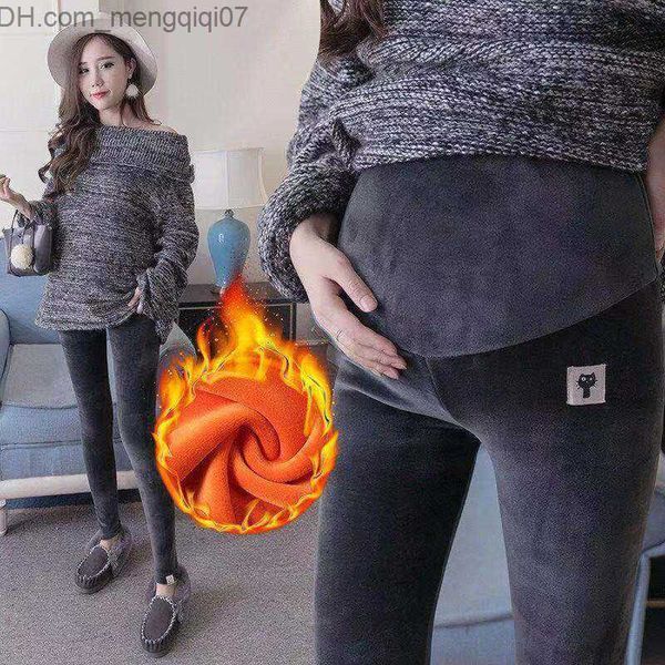 Umstandskleider Schwangere Frauen Winter lange Beine doppelseitig samt warm lange Beine dicke Wolle Bauchhose Z230728