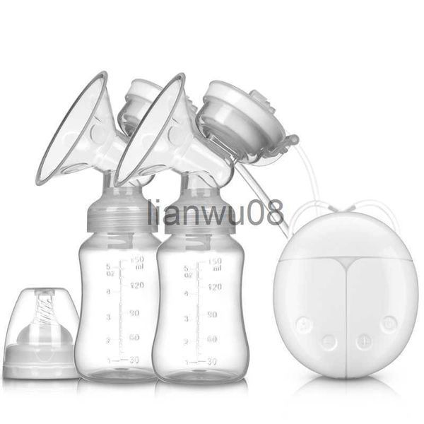 Milchpumpen Doppelte elektrische Babymilchmilchpumpen USB Leistungsstarke Saugnippelpumpe mit Flasche Kaltwärmekissen Stillwerkzeuge T2236 x0726