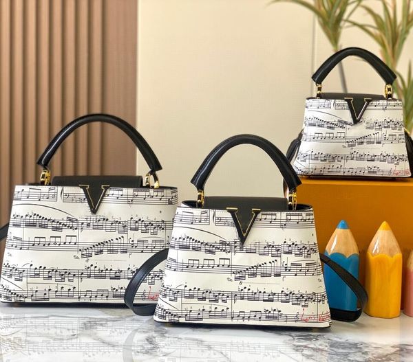 Дизайнерские сумки моды музыкальные ноты капуцины серии клапаны пакеты роскошные сумочки на плечах сумки женские сумки верхняя ручка суммированные сумки для кросс -куски