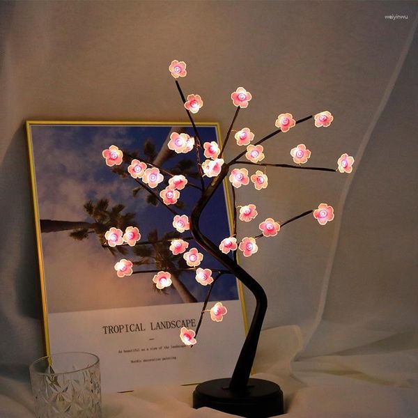 Candeeiros de mesa LED Night Light 108/36 LEDs Lâmpada de árvore de fada Artificial Bonsai quarto Festa de casamento Decoração de presente de feriado