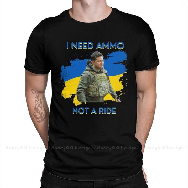 Camisetas Masculinas I Need Ammunition Not A Ride Original Design Shirt Volodymyr Zelensky Cotton Men T-Shirt Oversize For Adult Tees