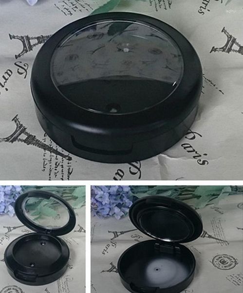 Garrafas de armazenamento 46mm preto fosco caixa de sombra dupla camada com garrafa de embalagem de espelho para caixa de sombra de olho frasco de plástico recipientes de cosméticos