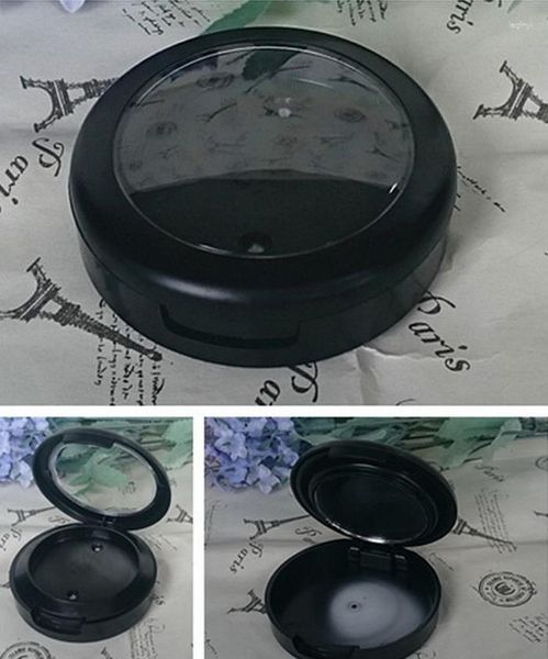 Bottiglie di stoccaggio Scatola per ombretto a doppio strato nero opaco da 46 mm con bottiglia di imballaggio a specchio per contenitori cosmetici in barattolo di plastica per ombretti