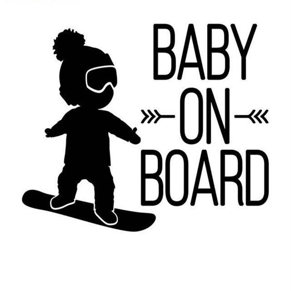 16 12 cm weiße schwarze Baby an Bord Autoaufkleber Junge auf Snowboard Vivyl Autoaufkleber CA-5822566