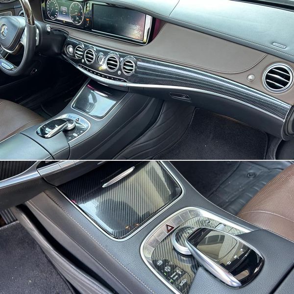 Per Mercedes Classe S W222 2014-2020 Pannello di controllo centrale interno Maniglia per porta Adesivi in fibra di carbonio Decalcomanie Car styling Accessor226f