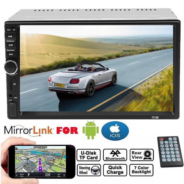 Autoradio HD 7 7018B Touch Screen Car Audio Bluetooth Videocamera vista posteriore Lettore multimediale MP5 mirror link Lettore di schede tf USB248w