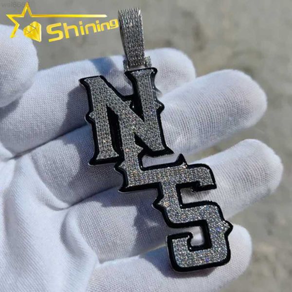 Vendita calda lettera personalizzata VVS pendente in moissanite argento 925 placcato oro ghiacciato gioielli hip hop