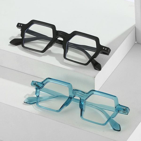 Sonnenbrille, blaues Licht blockierende Brille, dekorativ, modisch, klarer, transparenter Rahmen, keine Dioptrien, Vintage-Designer, trendige sechseckige Rahmen