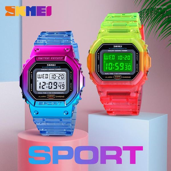 Orologi da polso Fashion Cassa trasparente Cinturino Sportivo Orologio da polso da donna Impermeabile Resistente Digitale da donna