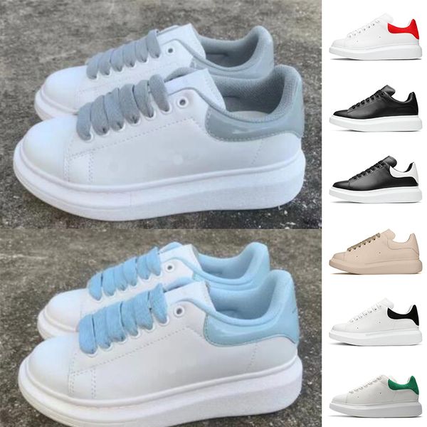 Tênis de couro de cano baixo New Designers Sapatos Casuais Branco Preto Couro Veludo Espadrilles Trainers Masculino Feminino Sapatos rasos com cadarço plataforma ao ar livre