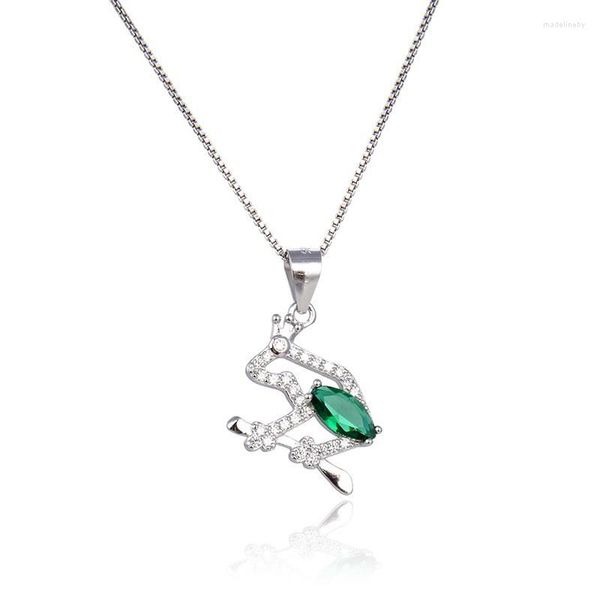 Цепочки Lefei Jewelry S925 Серебряная мода Тренди роскошная творческая творческая прекрасная зеленая лягушка для лягушки для подвески для женского свадебного подарка для женщин.