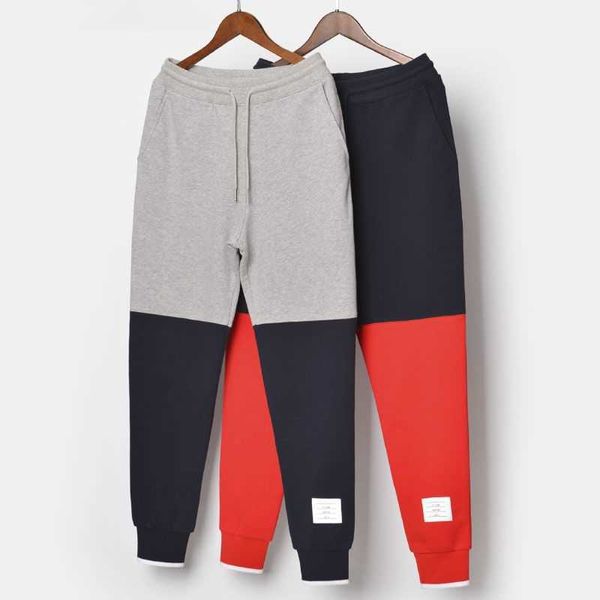 Trendy Brand Bonzero Pantaloni da guardia a contrasto di colore per uomo con scollo e leggings Casual Sports Puro cotone con lacci Ins Super hot