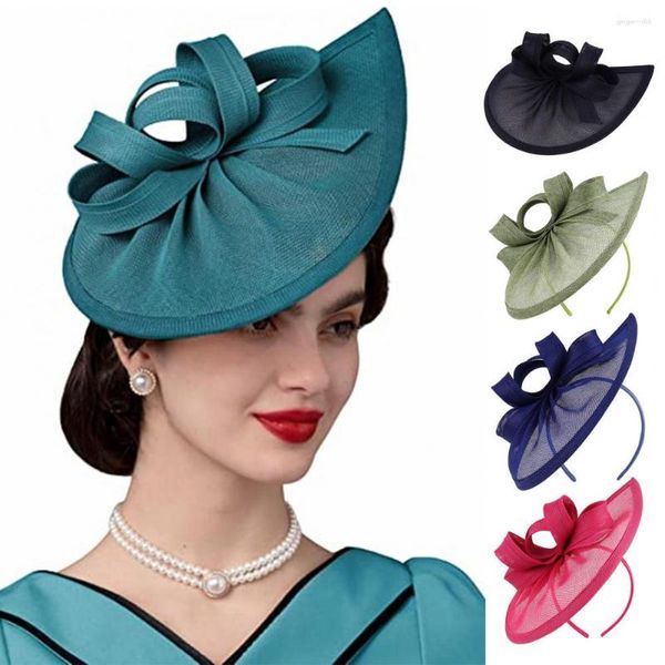Brautschleier mit Schleife, Dekor, eleganter Fascinator-Hut mit Haarreifen, süß, edel, dekorativ, Retro-Flachsimitat-Zubehör
