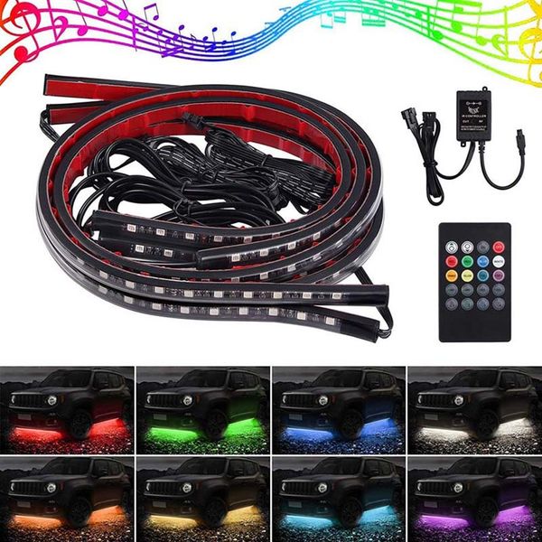 Auto Bluetooth Underglow Licht Drahtlose Chassis Licht 90x120cm Atmosphäre Dekorative Bar Lichter Fernbedienung Beleuchtung Kit mit Sound Cont326Y