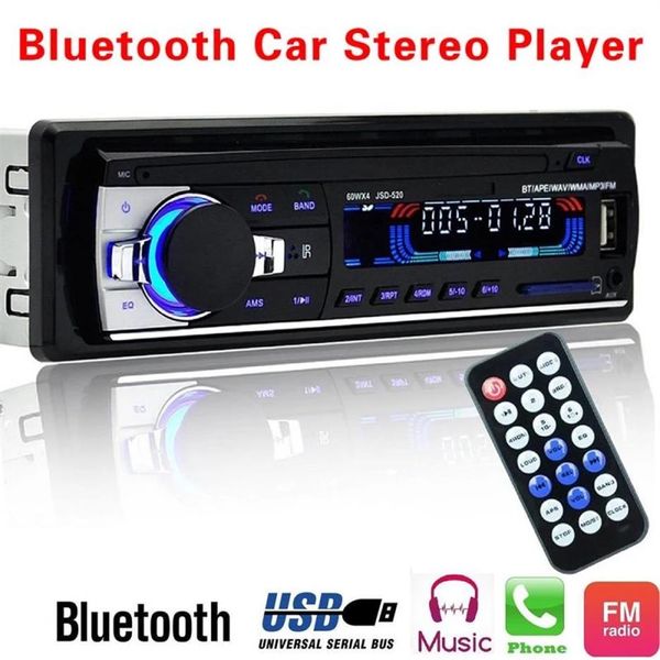 Auto-Stereo-Radio-Set, 60 W x 4 Ausgänge, Bluetooth, FM, MP3-Stereo-Radio-Empfänger, Aux mit USB SD und Fernbedienung L-JSD-520217w