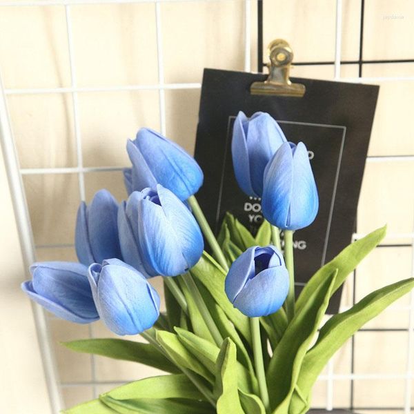 Flores decorativas Um monte de 31 PU Mini Tulipa Buquês de Casamento e Feriado Seda Artificial Para Decoração de Festa em Casa