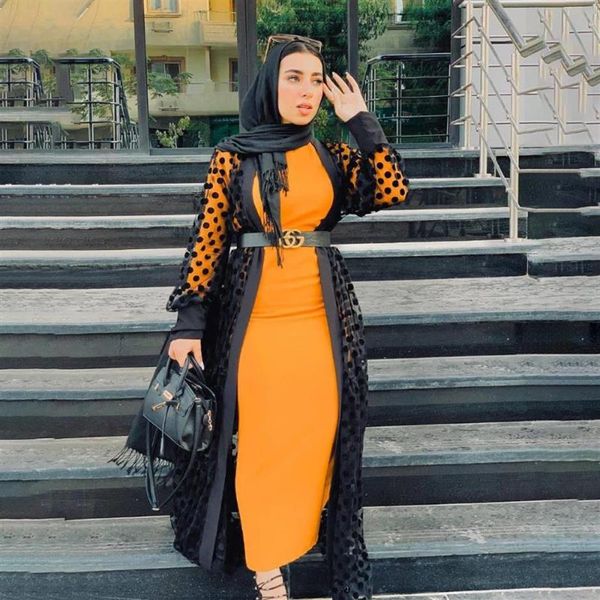 Abaya Dubai Kaftan Hijab Islam Kleidung Muslimischen Kimono Strickjacke Kaftan Abayas Für Frauen Türkischen Chiffon Ramadan Eid343E