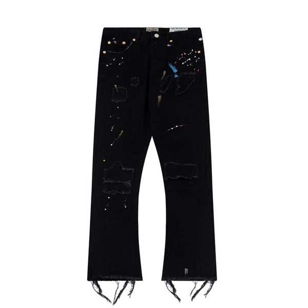 Дизайнеры Man Jeans Ga Painted Splash-Iink Blousers Hole Street Pop Fashion Качество классические мужские джинсовые брюки плюс размер M-XXL240W