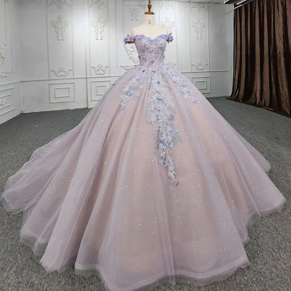 Abiti da quinceanera sexy fuori dalla spalla Abiti di appliques per perline da ballo da ballo Principessa Sweet 16 anni Girl Vestidos de 15 Anos XV