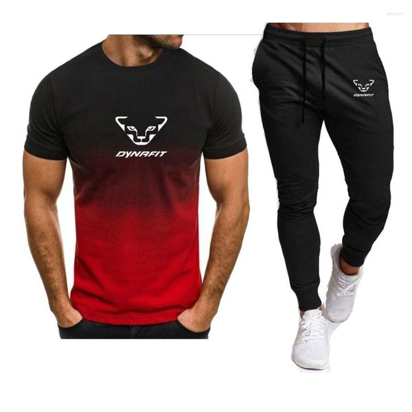 Herren-Trainingsanzüge 2023 – Sommer-T-Shirt-Hosen-Set, lässige Marke, Fitness, Jogger, T-Shirt, Hip-Hop-Mode