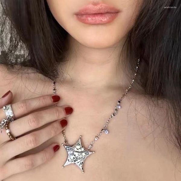 Anhänger Halsketten Koreanische Ins Pentagramm Halskette Silber Farbe Mode Einfache Frauen Schlüsselbein Kette Schmuck Geschenk Drop