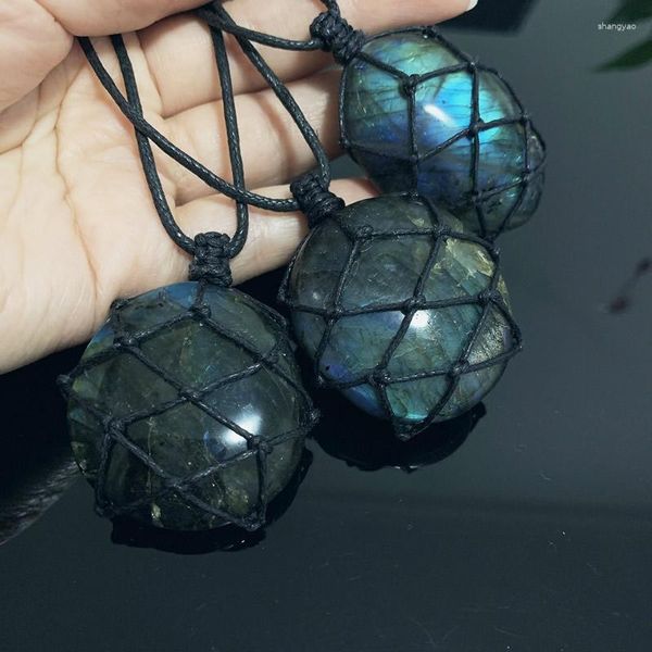 Kolye Kolyeleri 1 PC BÜYÜK BOYUTLU LABRADORITE KOLYERİ Mineral Doğal Gri Aytaşı Kuvars El El Sanatları Örgü Makro Makramı Enerny Taş