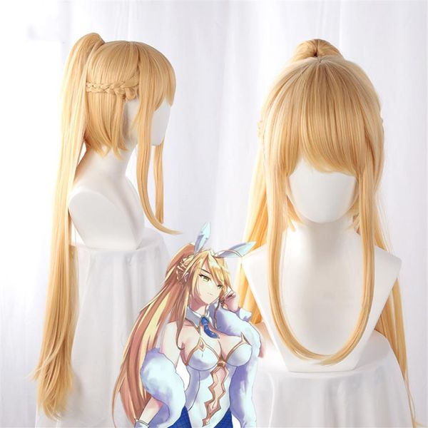 Fate Stay Night Altria Pendragon Saber Bunny Girl Wig Cosplay Wig Game Anime FGO Fate Grand Order Resistente ao Calor Cosplay Wigs224P