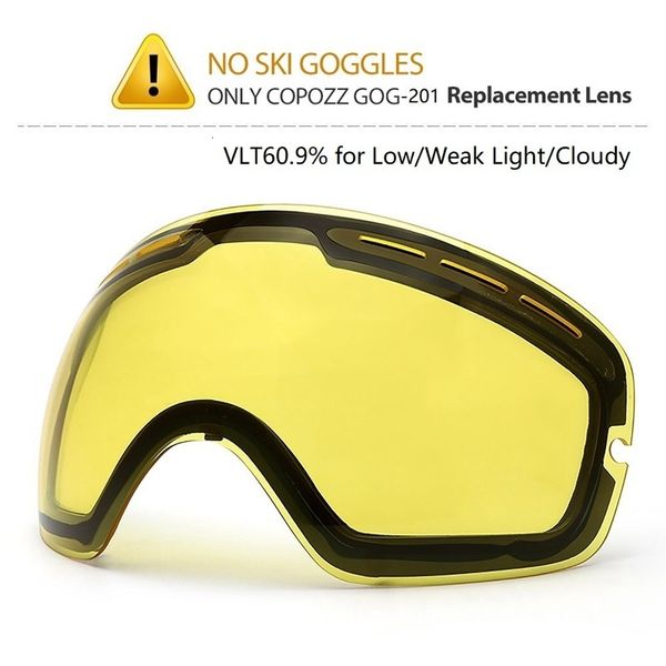 Skibrille COPOZZ Marke Original aufhellende Gläser für die Nacht des Modells GOG 201 Gelbe Linse für schwaches Licht Tönung bei bewölktem Wetter 230729