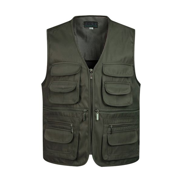 Herrenwesten Herren Multi-Pocket Classic Weste Männlich Ärmellos Entladen Solid Coat Arbeitsweste Pographer Tactical Mesh Vest Jacket 230728