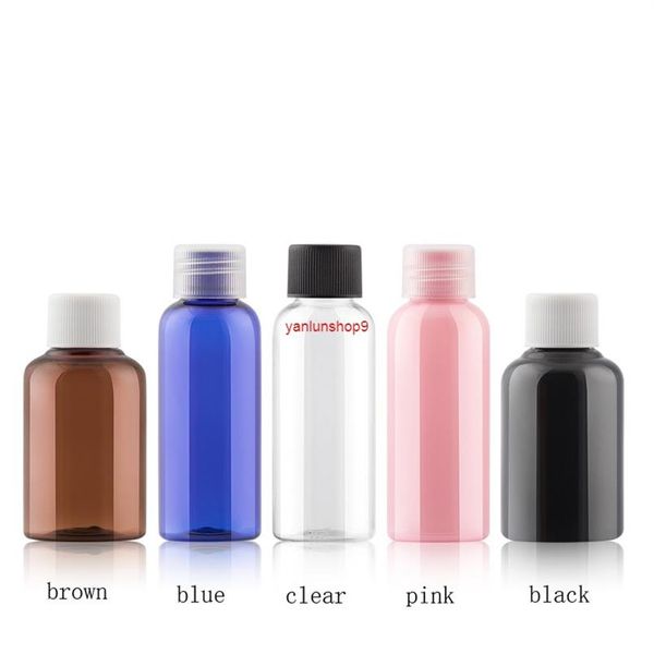100 Stück 50 ml farbige runde leere nachfüllbare Kunststoffflasche mit Schraubverschlüssen Make-up-Behälter PET-Flaschen 50 cc Top DIY qualtit338z