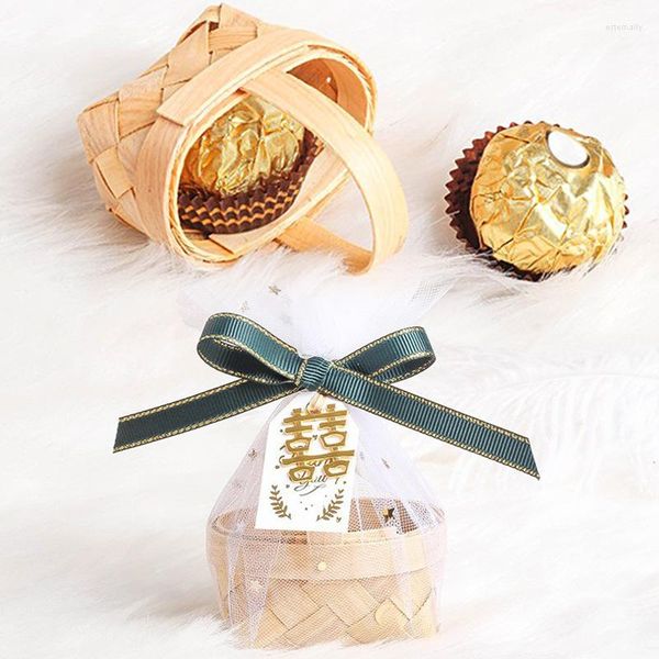 Confezioni regalo Scatole creative per decorazioni di caramelle Biscotti fatti a mano Conservazione di gioielli Cestino piccolo Borse a rete con nastro di carta di perle Per tutti i giorni