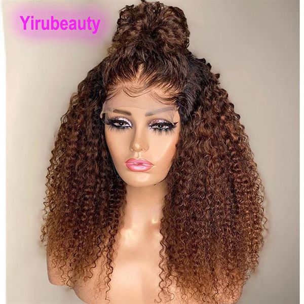 Малайзийские человеческие волосы 4x4 кружевные парик 1b 30 Омбре два тона цветных париков извращенные кудрявые yirubeauty 150% Плотность 180% 210% 239R