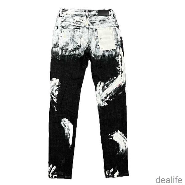 Jeans masculinos roxos, hip-hop, moda, com zíper, lavagem, buraco, calças jeans, retrô, com costura dobrada, para motociclismo masculino, calça fina, azul celeste, para mulheres 4l1b