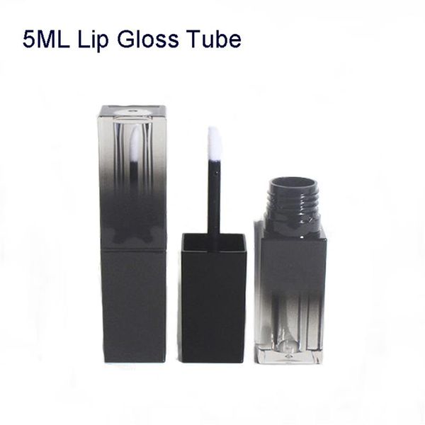 Gradient Black Square Liquid Lip Gloss Tube Leere Flasche DIY Handarbeit Lippenstift Lippen Tubes Kosmetikbehälter Flaschen für Makeup284j