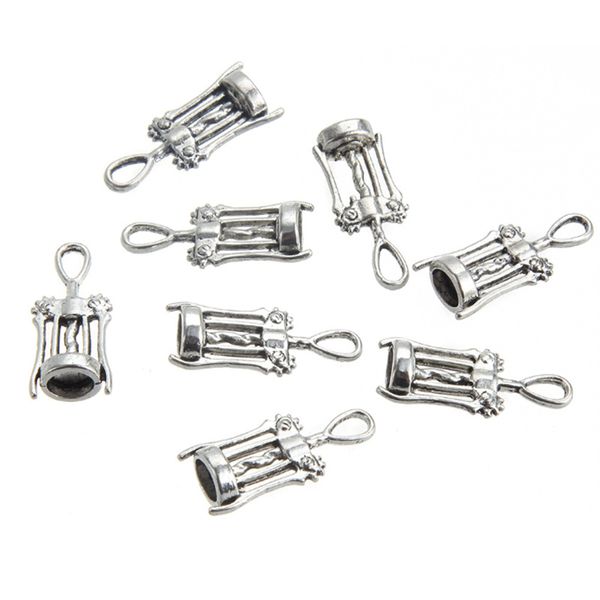 Vino Cavatappi Opener Charms 100 pz/lotto Argento Antico Pendenti Gioielli FAI DA TE Fit Collana Bracciali Strumenti di apertura Creativa JL1719