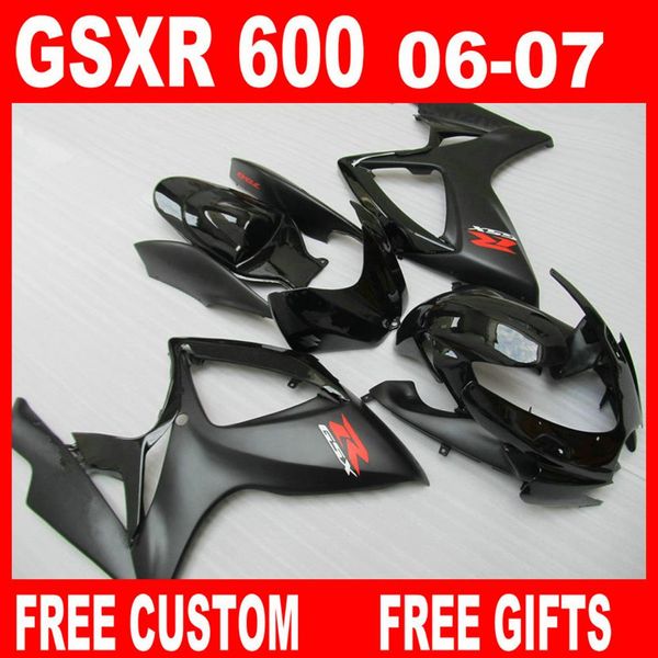 Kit carrozzeria personalizzati per carenature Suzuki GSXR 600 GSXR750 06 07 kit carenatura GSX-R600 R750 2006 2007 nero opaco opaco2694