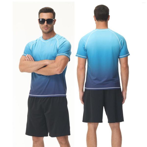 Herren-T-Shirts, Strand, Sommer, Herren, große Größe, Sport-T-Shirts, Surf-Schwimmshirt, kurze Ärmel, schnell trocknend, Sportbekleidung, Outdoor-Wasser-Schwimmoberteil