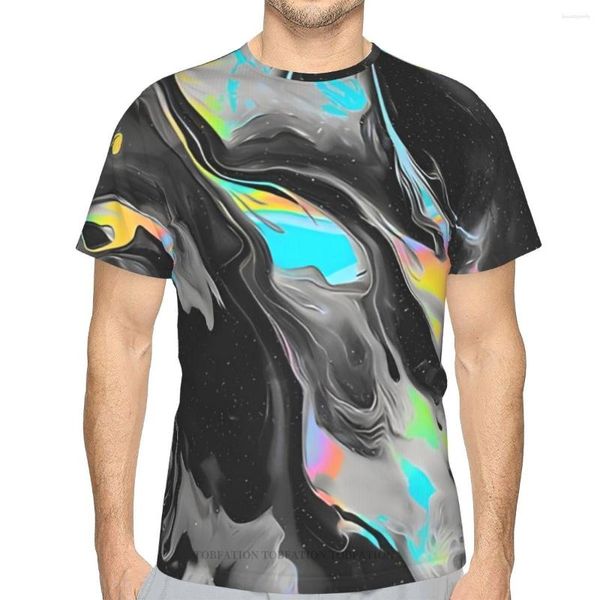 Camisetas masculinas Street Arts Camisetas cinza estrela a laser estampada em 3D respirável retrô manga curta poliéster Harajuku tops com decote em O streetwear