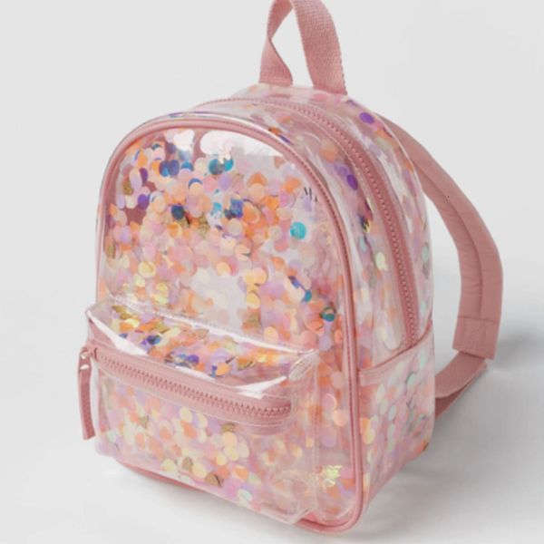 Zaini Coriandoli Zaino trasparente Borsa da scuola per bambini da donna Scuola materna Bambini Colore Coriandoli Ornamento Zaino 230729