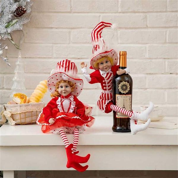 Рождественский эльф -кукла набор из 2 деревьев подвесные украшения милые эльфы игрушки на Navidad Natal Home Украшение 2110212479