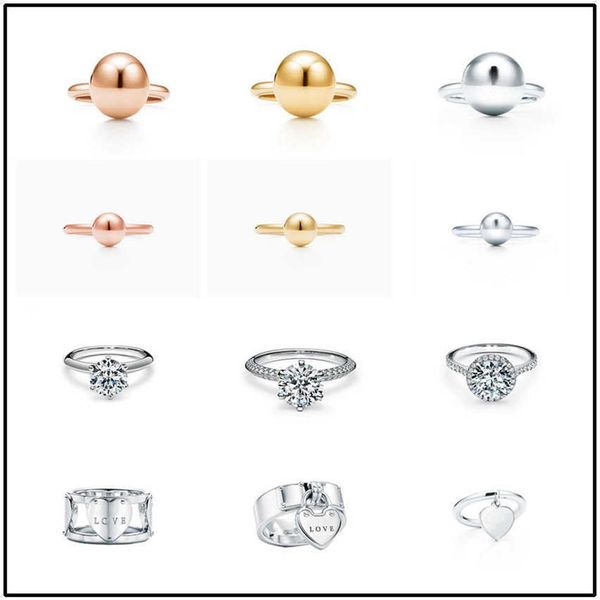 Conjunto de anéis de dedo médio TFF para homens, joias de prata 925, série feminina, moda feminina, conjunto de joias bonitas, anéis de ouro para Q0209g