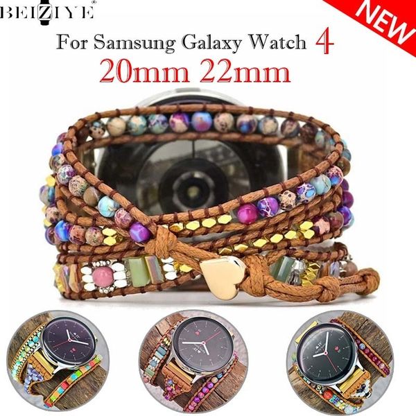 Assista Bandas 22mm 20mm Bohemian Watch Strap para Galaxy Watch 4 Strap 44mm Mulheres Gemstone Pulseira para Huawei Amazfit GTS 2 3 Pro GTR Gt2Pro 230728