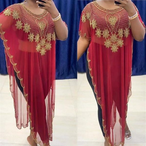 Abbigliamento etnico Dashiki Abito da donna Paillettes Abiti da sera 2021 Plus Size Maxi Abiti africani Elegante caftano musulmano Fashi280D