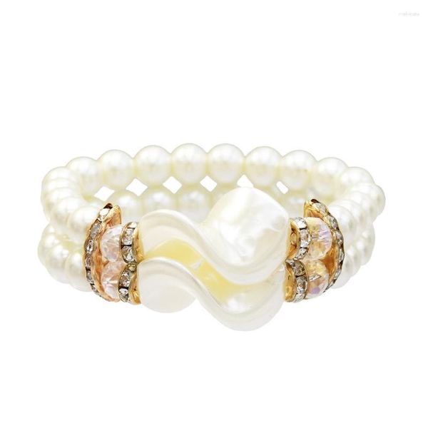 Braccialetti fatti a mano con ciondoli di perle barocche eleganti per le donne Bracciale con perline acriliche per la festa nuziale della donna Gioielli di moda Pulseira