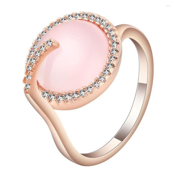 Кластерные кольца Hainon Pink Fire Dewelry Jewelry White Cubic циркония розовое золото цвет роскошь для женщин очаровательные подарки