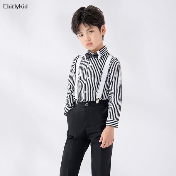 Completi di abbigliamento Ragazzi di alta qualità Camicia a righe Salopette Tute per bambini Tute Set di vestiti Vestito formale per bambini Top per bambini Pantaloni con bretelle Outfit 230728